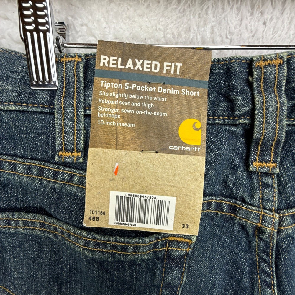 Carhartt Relaxed Fit Tipton Five Pocket Denim Jean Short 33 Classic Wash NWT NOS - Picture 5 of 10